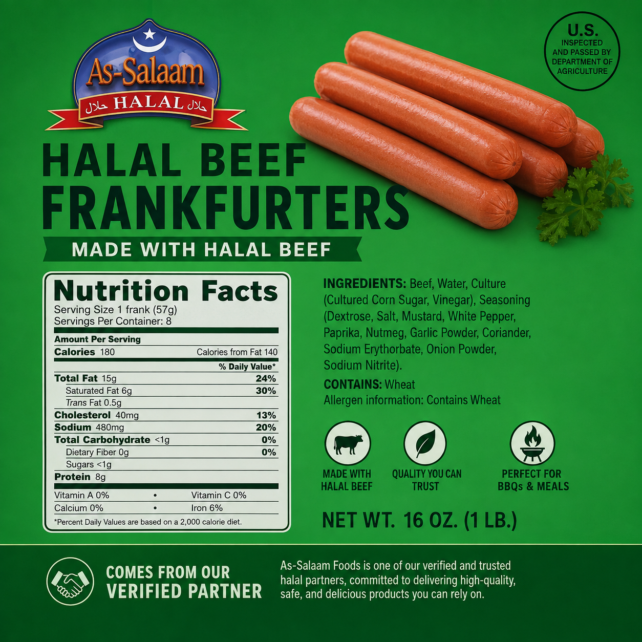 Beef Hot Dogs – Premium Quality (As-Salaam)